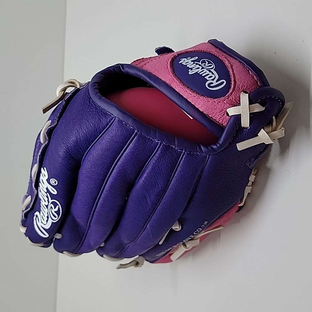 Rawlings Purple & Pink Leather Left Hand Baseball Mitt 10 Inch